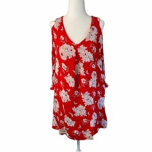 Skies Are Blue Floral Top Red White size Small